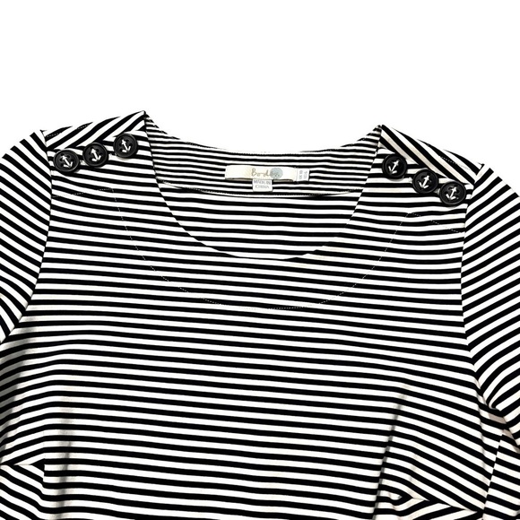 Boden Evie Ponte Knit Top Striped Anchor Buttons Navy Nautical Preppy US 6 WO146 - Picture 4 of 8